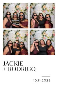 custom photo booth experience. Wedding photo overlay design with couple’s name and date